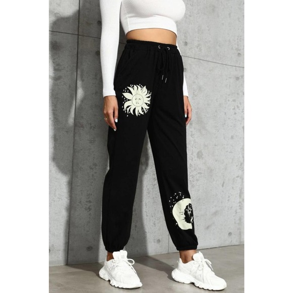 Sun and Moon Graphic Drawstring Joggers - Picture 2 of 3